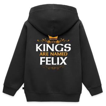 Felix - Kinder Premium Organic Zip Hoodie - Schwarz - Hinten - AI Model Kid Male (0cm)