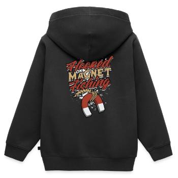 Pêche à l’aimant Pêche à l’aimant - Sweat Premium à capuche zippé enfant bio - noir - Dos - AI Model Kid Male (0cm)