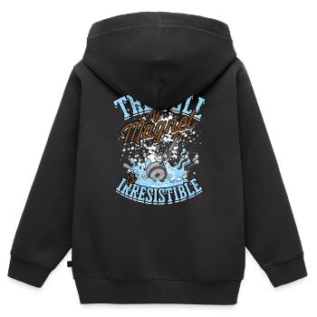 Pêche à l’aimant Pêche à l’aimant - Sweat Premium à capuche zippé enfant bio - noir - Dos - AI Model Kid Male (0cm)
