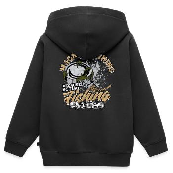 Pêche à l’aimant Pêche à l’aimant - Sweat Premium à capuche zippé enfant bio - noir - Dos - AI Model Kid Male (0cm)