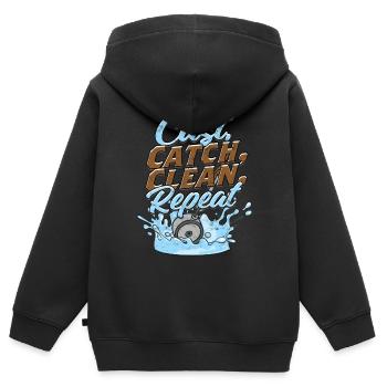 Pêche à l’aimant Pêche à l’aimant - Sweat Premium à capuche zippé enfant bio - noir - Dos - AI Model Kid Male (0cm)