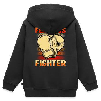Fearless Fighter - Kids Premium Organic Zip-up Hoodie - black - Back - AI Model Kid Male (0cm)
