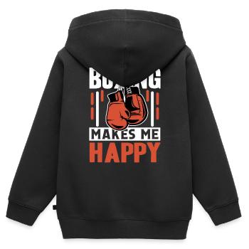 La boxe me rend heureux - Sweat Premium à capuche zippé enfant bio - noir - Dos - AI Model Kid Male (0cm)