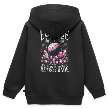 Astrologie rétrograde de Mercure - Sweat Premium à capuche zippé enfant bio - noir - Dos - AI Model Kid Male (0cm)