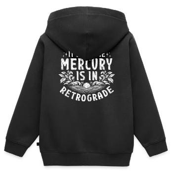 Astrologie rétrograde de Mercure - Sweat Premium à capuche zippé enfant bio - noir - Dos - AI Model Kid Male (0cm)