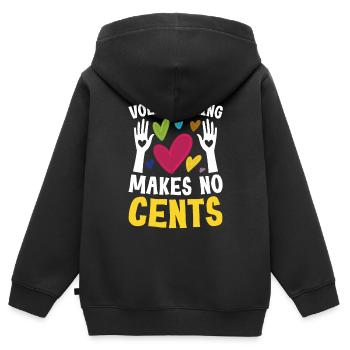 Volunteering Makes No Cents - Kinder Premium Organic Zip Hoodie - Schwarz - Hinten - AI Model Kid Male (0cm)