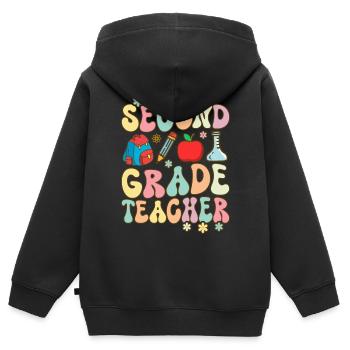 Groovy Elementary School Teacher - Kids Premium Organic Zip-up Hoodie - black - Back - AI Model Kid Male (0cm)