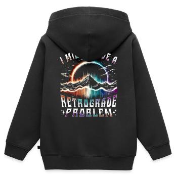 Astrologie rétrograde de Mercure - Sweat Premium à capuche zippé enfant bio - noir - Dos - AI Model Kid Male (0cm)