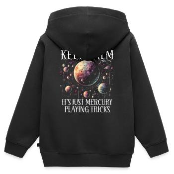 Mercure rétrograde - Sweat Premium à capuche zippé enfant bio - noir - Dos - AI Model Kid Male (0cm)