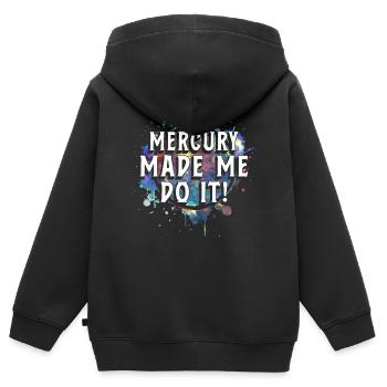 Astrologie rétrograde de Mercure - Sweat Premium à capuche zippé enfant bio - noir - Dos - AI Model Kid Male (0cm)