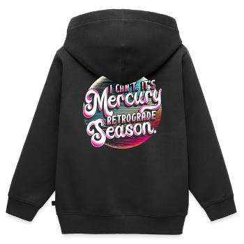 Astrologie rétrograde de Mercure - Sweat Premium à capuche zippé enfant bio - noir - Dos - AI Model Kid Male (0cm)