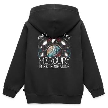 Astrologie rétrograde de Mercure - Sweat Premium à capuche zippé enfant bio - noir - Dos - AI Model Kid Male (0cm)