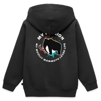 Amant de mammouth laineux Ma passion Mes animaux à tronc - Sweat Premium à capuche zippé enfant bio - noir - Dos - AI Model Kid Male (0cm)