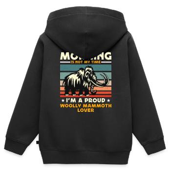 Le matin de l’amant de mammouth laineux n’est pas ma préhistoire - Sweat Premium à capuche zippé enfant bio - noir - Dos - AI Model Kid Male (0cm)