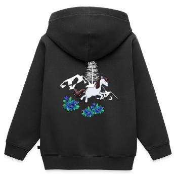 Pferd Natur Gebirge Wildpferd Pony - Kinder Premium Organic Zip Hoodie - Schwarz - Hinten - AI Model Kid Male (0cm)