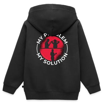 Léopard Gecko Amoureux Mon problème Mon Pictogramme Maman - Sweat Premium à capuche zippé enfant bio - noir - Dos - AI Model Kid Male (0cm)