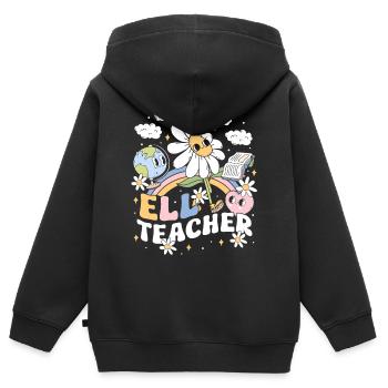 Professeur d’anglais Professeur d’anglais Professeur d’anglais ELL - Sweat Premium à capuche zippé enfant bio - noir - Dos - AI Model Kid Male (0cm)