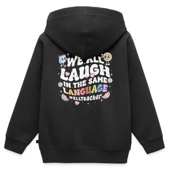 Professeur d’anglais Professeur d’anglais - Sweat Premium à capuche zippé enfant bio - noir - Dos - AI Model Kid Male (0cm)