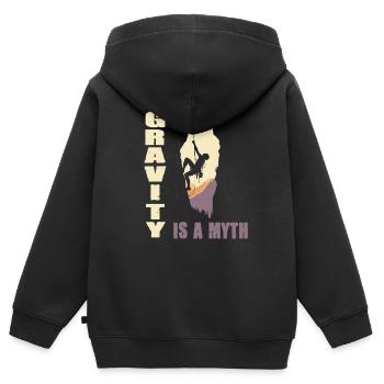 Gravity is a Myth - Kinder Premium Organic Zip Hoodie - Schwarz - Hinten - AI Model Kid Male (0cm)