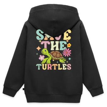 Groovy Meeresschildkröte - Kinder Premium Organic Zip Hoodie - Schwarz - Hinten - AI Model Kid Male (0cm)
