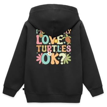 Groovy Meeresschildkröte - Kinder Premium Organic Zip Hoodie - Schwarz - Hinten - AI Model Kid Male (0cm)