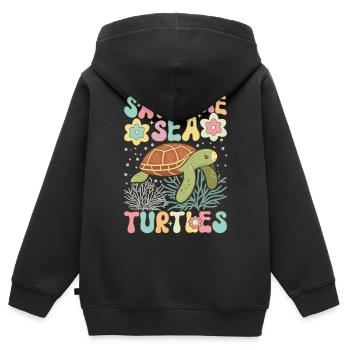 Groovy Schildkrötenliebhaber - Kinder Premium Organic Zip Hoodie - Schwarz - Hinten - AI Model Kid Male (0cm)