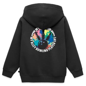 Joueur de bowling d’allée Ma passion Mon amateur de bowling - Sweat Premium à capuche zippé enfant bio - noir - Dos - AI Model Kid Male (0cm)