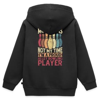 Alley Bowling Player Morning Is Not My Bowling Pin - Kinder Premium Organic Zip Hoodie - Schwarz - Hinten - AI Model Kid Male (0cm)