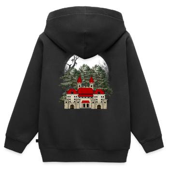 Burg Märchen Schloss Festung Mittelalter König - Kinder Premium Organic Zip Hoodie - Schwarz - Hinten - AI Model Kid Male (0cm)