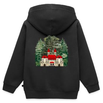 Mittelalter Burg Schloss Festung König Ritter - Kinder Premium Organic Zip Hoodie - Schwarz - Hinten - AI Model Kid Male (0cm)