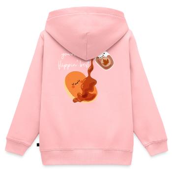 Les enfants amateurs de crêpes vous êtes le - Sweat Premium à capuche zippé enfant bio - rose - Dos - AI Model Kid Female (0cm)