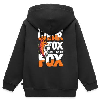 You'll Never Wear Fox Like I Wear Fox für einen - Kinder Premium Organic Zip Hoodie - Schwarz - Hinten - AI Model Kid Male (0cm)