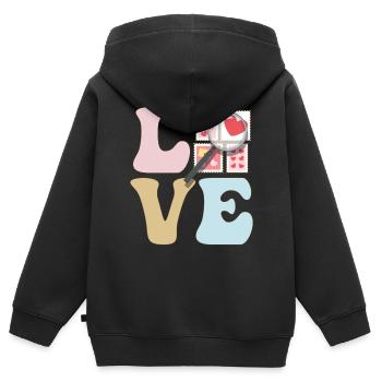 LOVE Stamp Collector Stamp Collecting - Kids Premium Organic Zip-up Hoodie - black - Back - AI Model Kid Male (0cm)