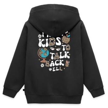 Professeur d’anglais Professeur d’anglais - Sweat Premium à capuche zippé enfant bio - noir - Dos - AI Model Kid Male (0cm)