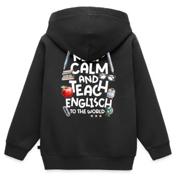 Professeur d’anglais Professeur d’anglais - Sweat Premium à capuche zippé enfant bio - noir - Dos - AI Model Kid Male (0cm)