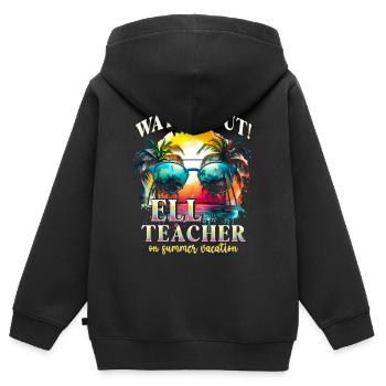 Professeur d’anglais Professeur d’anglais - Sweat Premium à capuche zippé enfant bio - noir - Dos - AI Model Kid Male (0cm)