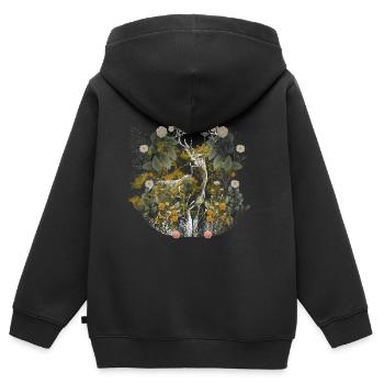 Natur Hirsch Geweih Rotwild Waldtier Schweden Reh - Kinder Premium Organic Zip Hoodie - Schwarz - Hinten - AI Model Kid Male (0cm)