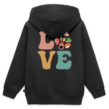LOVE Sushi Japanisches Essen - Kinder Premium Organic Zip Hoodie - Schwarz - Hinten - AI Model Kid Male (0cm)