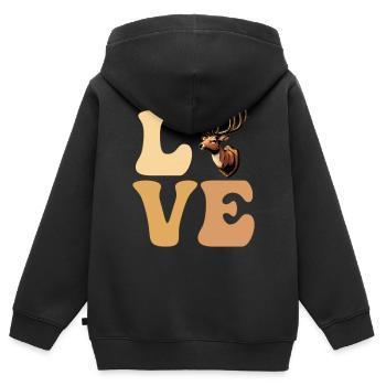 LOVE Taxidermist Taxidermie Hirschjagd - Kinder Premium Organic Zip Hoodie - Schwarz - Hinten - AI Model Kid Male (0cm)
