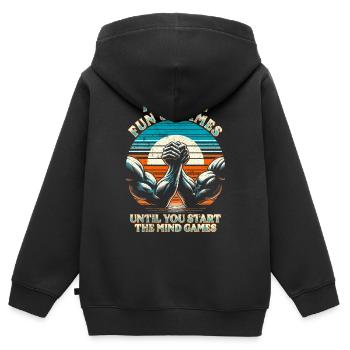 Bras de fer Bras de fer - Sweat Premium à capuche zippé enfant bio - noir - Dos - AI Model Kid Male (0cm)