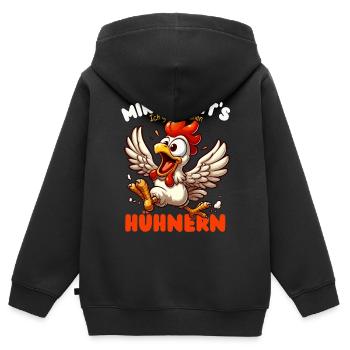 Huhn Hühner Hühnerhof Hühnerstall Federvieh lustig - Kinder Premium Organic Zip Hoodie - Schwarz - Hinten - AI Model Kid Male (0cm)