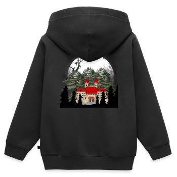 Märchen Schloss Mittelalter Burg Festung Dark - Kinder Premium Organic Zip Hoodie - Schwarz - Hinten - AI Model Kid Male (0cm)