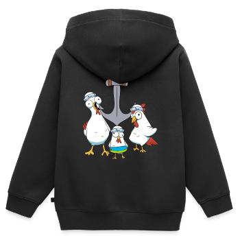 Sailors Chickens Sailors Anchor Ahoy Maritime - Sweat Premium à capuche zippé enfant bio - noir - Dos - AI Model Kid Male (0cm)