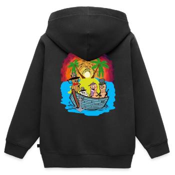 Südsee Expedition Reise Abenteuer Erdnüsse Ahoi - Kinder Premium Organic Zip Hoodie - Schwarz - Hinten - AI Model Kid Male (0cm)