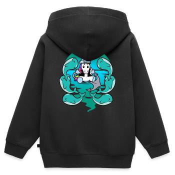 Baleine, Licorne, Marin, Marin Maritime, Marin - Sweat Premium à capuche zippé enfant bio - noir - Dos - AI Model Kid Male (0cm)