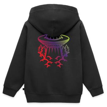 Soucoupe volante rétro - Sweat Premium à capuche zippé enfant bio - noir - Dos - AI Model Kid Male (0cm)
