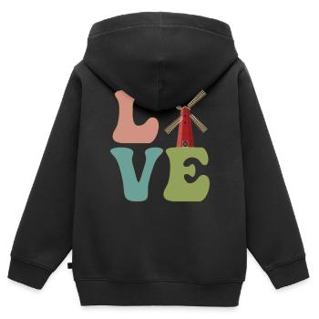 LOVE Windkraftwerk Windkraft - Kinder Premium Organic Zip Hoodie - Schwarz - Hinten - AI Model Kid Male (0cm)
