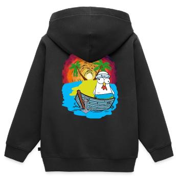 Hühner Matrosen Boot Strand Schwimmring Ahoi - Kinder Premium Organic Zip Hoodie - Schwarz - Hinten - AI Model Kid Male (0cm)