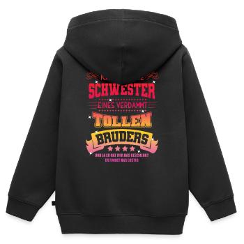 Proud sister of a great brother sibling - Kids Premium Organic Zip-up Hoodie - black - Back - AI Model Kid Male (0cm)