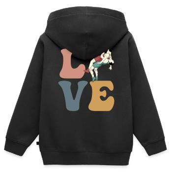 LOVE Wrestling Lutteur - Sweat Premium à capuche zippé enfant bio - noir - Dos - AI Model Kid Male (0cm)